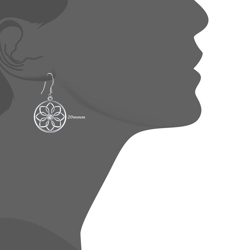 BORUO 925 Sterling Silver Earrings, BoRuo Lotus Flower Yoga Earrings - Image 2